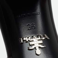 Pre Owned Prada Black Leather Quilted Block Heel Slide Sandals Size 36