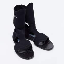 Pre Owned Prada Black Stretch Fabric Sock Sandals Size 37.5