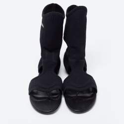 Pre Owned Prada Black Stretch Fabric Sock Sandals Size 37.5