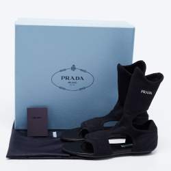 Pre Owned Prada Black Stretch Fabric Sock Sandals Size 37.5