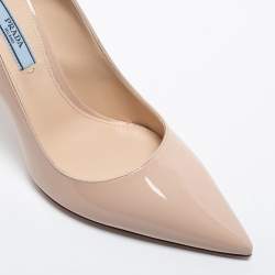Pre Owned Prada Beige Patent Leather Pointed Toe Pumps Size 38