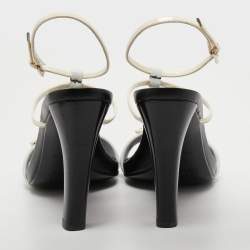 Pre Owned Prada Tricolor Patent and Leather Ankle Strap Sandals Size 38