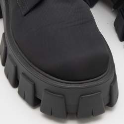 Prada Black Nylon Monolith Ankle Boots Size 38