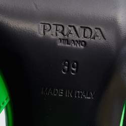 Pre Owned Prada Neon Green Patent Leather Pointed Toe Slingback Pumps Size 39