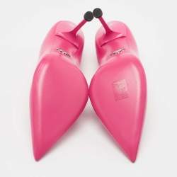 Pre Owned Prada Pink Leather Pointed Toe Pumps Size 40