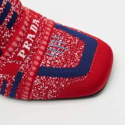 Pre Owned Prada Multicolor Knit Fabric Chunky Block Heel Loafer Pumps Size 35.5