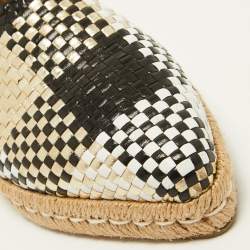 Pre Owned Prada Tricolor Woven Leather Espadrille Flats Size 37.5