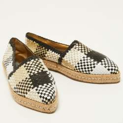 Pre Owned Prada Tricolor Woven Leather Espadrille Flats Size 37.5
