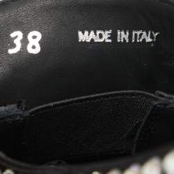 مملوكة مسبقًا Prada Black Satin Crystal Embellished Loafers Size 38