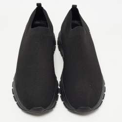 مملوكة مسبقًا Prada Black Knit Fabric Slip On Sneakers Size 37.5