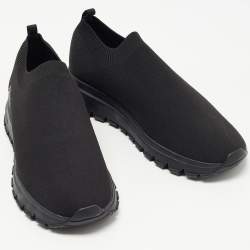 مملوكة مسبقًا Prada Black Knit Fabric Slip On Sneakers Size 37.5