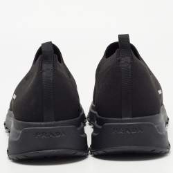 مملوكة مسبقًا Prada Black Knit Fabric Slip On Sneakers Size 37.5