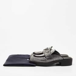 Prada Black Satin Crystal Embellished Mules Size 36