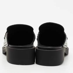 Prada Black Satin Crystal Embellished Mules Size 36