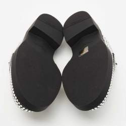 Prada Black Satin Crystal Embellished Mules Size 36