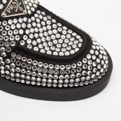 Prada Black Satin Crystal Embellished Mules Size 36