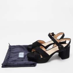 Pre Owned Prada Black Suede Ankle Strap Sandals Size 38