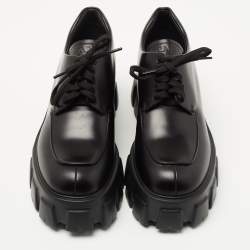 Pre Owned Prada Black Leather Monolith Platform Derby Size 38.5