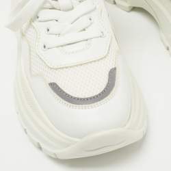 Pre Owned Prada White Mesh and Leather Lace Up Sneakers Size 39
