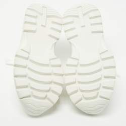 Pre Owned Prada White Mesh and Leather Lace Up Sneakers Size 39