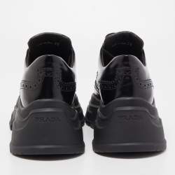 Pre Owned Prada Black Leather Brogue Sneakers Size 39
