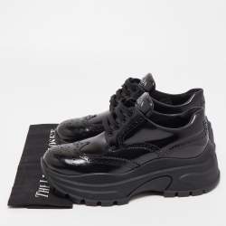 Pre Owned Prada Black Leather Brogue Sneakers Size 39