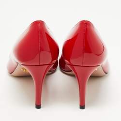 Prada Red Patent Leather Pointed Toe Pumps Size 40