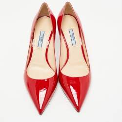 Prada Red Patent Leather Pointed Toe Pumps Size 40