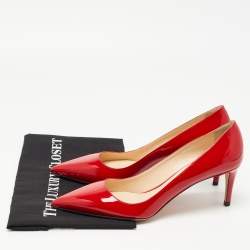 Prada Red Patent Leather Pointed Toe Pumps Size 40