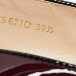 Pre Owned Prada Burgundy Patent Leather Smoking Slippers Size 39.5