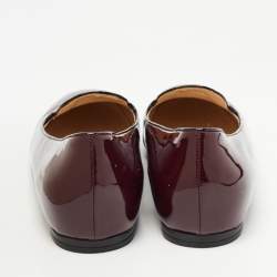 Pre Owned Prada Burgundy Patent Leather Smoking Slippers Size 39.5