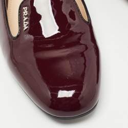 Pre Owned Prada Burgundy Patent Leather Smoking Slippers Size 39.5
