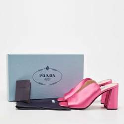 Prada Pink Satin Block Heel Slide Sandals Size 36