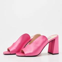 Prada Pink Satin Block Heel Slide Sandals Size 36