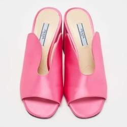 Prada Pink Satin Block Heel Slide Sandals Size 36