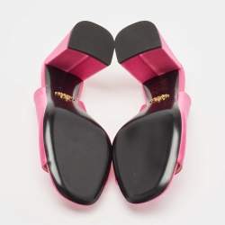 Prada Pink Satin Block Heel Slide Sandals Size 36
