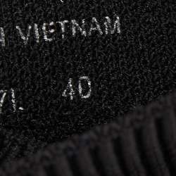 مملوكة مسبقًا Prada Black Knit Fabric Sock Runner High Top Sneakers Size 40