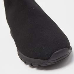 مملوكة مسبقًا Prada Black Knit Fabric Sock Runner High Top Sneakers Size 40