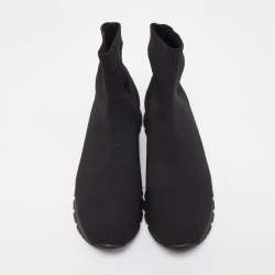 مملوكة مسبقًا Prada Black Knit Fabric Sock Runner High Top Sneakers Size 40