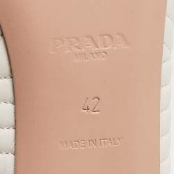 Pre Owned Prada White Quilted Leather Bow Ballet Flats Size 42