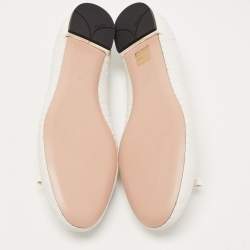 Pre Owned Prada White Quilted Leather Bow Ballet Flats Size 42