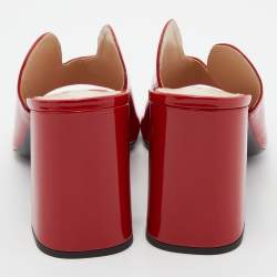 Prada Red Patent Leather Cut Out Mules Size 39.5