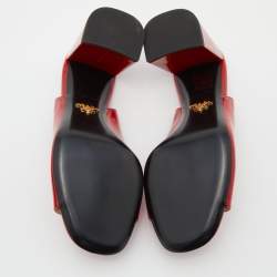 Prada Red Patent Leather Cut Out Mules Size 39.5
