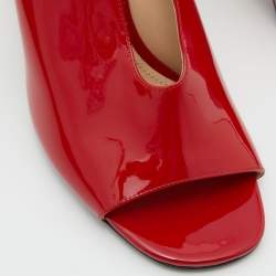 Prada Red Patent Leather Cut Out Mules Size 39.5