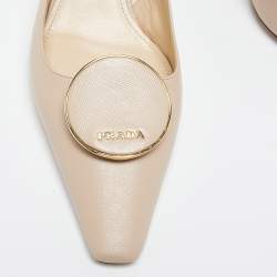 Pre Owned Prada Beige Leather Slingback Pumps Size 39