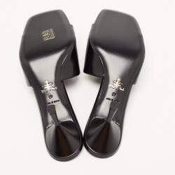 Prada Black Leather Brushed Heeled Slides Size 40