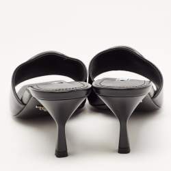 Prada Black Leather Brushed Heeled Slides Size 40