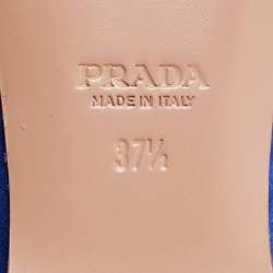 Pre Owned Prada Blue Suede Bow Ballet Flats Size 37.5
