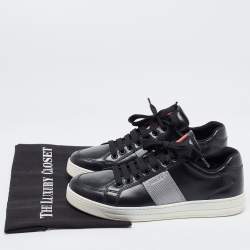 Pre Owned Prada Black Leather Low Top Sneakers Size 38