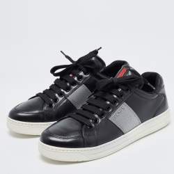 Pre Owned Prada Black Leather Low Top Sneakers Size 38